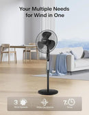 PELONIS 16'' Pedestal Fan for Bedoom, Remote, Standing Fan with 7-Hour Timer, 90° Oscillation, 3-Speeds, Adjustable Height, Electric Cooling Fans for Living Room and Office by CozyNest Decor
