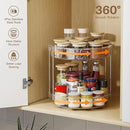 LAMU 2 Pack 2 Tier Lazy Susan Turntable Organizer 12inch Rotating Spice Rack Organization for Cabinet, Kitchen, Pantry, Countertop, Bathroom, Vanity, Medicine Cabinet Organizer, Clear by CozyNest Decor