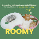 CATTASAURUS Peekaboo Cat Cave for Multiple & Large Cats Up to 30-45 Lbs, Fluffy Cat Beds for Indoor Cats, Scratch Detachable & Washable Tunnel Bed, Comfy Donut Cat Cave (Pink, Large (Calming)) by CozyNest Decor