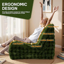 Modern Bean Bag Chair, Large Bean Bag Couch for Adults with Memory Foam Filled, Soft Faux Bunny Fur Lazy Chair for Living Room Bedroom Dorm Apartment, No Assembly Required, Green by TinyTreasures Baby Boutique