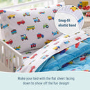Wildkin Toddler Bed in a Bag – 4-Piece Microfiber Bedding Set with Comforter, Pillowcase & Sheets - Trains, Planes, and Trucks by TinyTreasures Baby Boutique