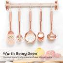 Copper Cooking Utensils Set – 5-Piece Rose Gold Stainless Steel Kitchen Tools for Cooking and Serving Includes Ladle, Spoon, Pasta Fork, Spatula, and Skimmer – Stylish Copper Kitchen Accessories by CozyNest Decor