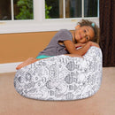 Posh Creations Bean Bag Chair for Kids, Teens, and Adults Includes Removable and Machine Washable Cover, Canvas Coloring Fabric - Fun Creatures, 27in - Medium by TinyTreasures Baby Boutique
