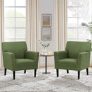 COLAMY Accent Chair Set of 2 for Living Room, Modern Upholstered Fabric Accent Armchair with Back, Soft Single Sofa Chair with Arms for Bedroom/Office/Reception Room, Green by CozyNest Decor