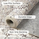 DCX Machine Washable Brown and Beige Area Rug 8x10, Non Slip Stain Resistant Vintage Floral Rug for Living Room Bedroom Nursery, Soft Low Pile Large Carpet by CozyNest Decor