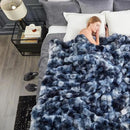 Cozy Bliss Faux Fur Throw Blanket for Couch, Fuzzy Soft Plush Thick Bubble Blanket for Sofa Bedroom Living Room, 90 * 90 Inches Tie Dye Blue by CozyNest Decor