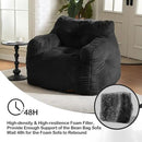Hobestluk Bean Bag Chair for Adult Small Bean Bag Chairs with Arms Furry Beanbag Chair with Foam Filler Stuffed Bean Bag Sofa for Reading in Bedroom Living Room and Dorms (Black) by CozyNest Decor