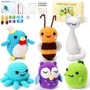 6 PCS Crochet Animal Kit –2026 DIY Amigurumi Crochet Kit for Beginners, Knitting Crochet Kit For Kids Adults , Knitting Kit with detailed videos tutorials, Yarn, Hook, Best Gift For Crochet Lovers by TinyTreasures Baby Boutique