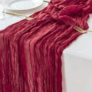 Sioloc Burgundy Red Cheesecloth Table Runner Fall Autumn Decor for Home 10ft Table Cloth for Wedding Birthday Party Bridal Shower Christmas Halloween Thanksgiving by CozyNest Decor