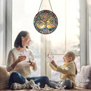 Tree of Life Suncatcher Stained Glass Window Hanging - 8″ Handmade Sun Catchers Indoor Window Valentines Day Decorations with Hooks and Chain - Wall Art Home Decor Panel Gifts for Women Men Mom Dad by GreenHaven Gardens