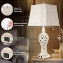 32" Tall Table Lamps Set of 2 - Bedside Lamp with Fabric Shades - for Bedroom and Living Room with USB and Nightlight - Perfect for Nightstands and Bedrooms - Bulbs Included by CozyNest Decor