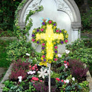 YJFWAL Solar Flowers Cross Garden Stake Lights, Yard Solar Lights Cemetery Decorations for Grave Outdoor Jesus Cross Sympathy Memorial Gifts for Grandmother, Garden Yard Lawn Patio Pathway by GreenHaven Gardens