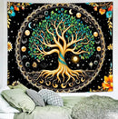 Delur Tree of Life Tapestry Moon Phase Nature Flower Plant Tapestry Wall Hanging Boho Mandala Spiritual Sun Aesthetic Psychedelic Headboard for Bedroom Living Room Home Decor (59.1" x 78.7") by CozyNest Decor