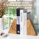 Marble Bookends for Heavy Books, Decorative Book Ends for Shelves, Unique Marble Stone Durable and Heavy Book Ends for Hardback Books & CDS, Book Stopper/Holder, Set of 2(Moca Jade) by CozyNest Decor