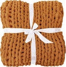 Bigacogo Chunky Knit Throw Blanket for Couch, 51x63 inches, 100% Hand Knitted with Thick Jumbo Chenille Yarn, Cozy Soft Large Rope Knot Cable Crochet Blankets for Sofa Bed Living Room, Burnt Orange by CozyNest Decor