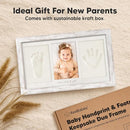 Baby Hand and Footprint Kit - Clay Handprint Keepsake Frame, Newborn Nursery Picture Frame, Personalized New Mom Gifts for Baby Shower & Registry (Vintage White) by TinyTreasures Baby Boutique