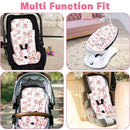 Infant Car Seat Insert with 3 Strap Covers, 3 in 1 Reversible Rainbow Baby Car Seat Head Support for Newborn, Baby Girl Newborn Essentials for Preemie to Infant, Stroller, Swing, Bouncer (Pink) by TinyTreasures Baby Boutique