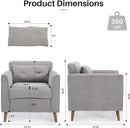 Mid Century Modern Accent Chairs, Chenille Grey Upholstered Armchair,Living Room Chairs with Wooden Legs, Side Single Sofa Chair for Bedroom, Office Cafe Waiting Room Apartment by CozyNest Decor