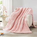 L'AGRATY Chunky Knit Blanket Throw - Soft Chenille Yarn Throw Blanket 40x50: Handmade Thick Knit Crochet Blanket - Large Chunky Rope Pink Throw Blanket for Couch Sofa Bed Home Decor by CozyNest Decor