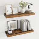 24 inch Floating Shelves Long Floating Shelves for Wall Large Wall Mounted Shelves with Invisible Brackets, Brown Shelves for Bathroom, Living Room, Kitchen, Office, 24x6.7 inch deep Set of 2 by CozyNest Decor
