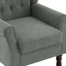 UIXE High Back Accent Chair, Fabric Upholstered Armchair for Living Room, Retro Wingback Arm Chair Comfy Single Sofa Bedroom Reading Seat with Solid Wooden Legs - Gray by CozyNest Decor