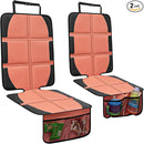 Car Seat Protector for Child, 2 Pack Covers with Mesh Pockets & Non-Slip Backing, 600D Durable Under Seat for Back (Orange, Large) by TinyTreasures Baby Boutique
