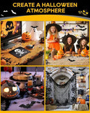 eZAKKA Halloween Table Cloth with 16 Pcs Bats Wall Decor, Spider Web Table Cloth Black Tablecloth Lace Fabric Table Cloths for Rectangle for Parties Gothic Spooky Home Decorations, 53x68 Inch by CozyNest Decor