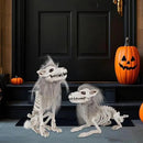 DR.DUDU 2 Pack Halloween Skeleton Wolf Decorations, Life Size Animals Skeletons Poseable Halloween Decor Plastic Bones with Hair Wolf Skull Figurines for Table Yard Lawn Party Props Décor by CozyNest Decor