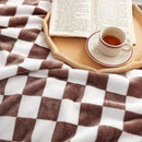 LOMAO Throw Blankets Flannel Blanket with Checkerboard Grid Pattern Soft Throw Blanket for Couch, Bed, Sofa Luxurious Warm and Cozy for All Seasons (Coffee, 50"x60") by CozyNest Decor