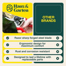 Haus & Garten EnduroPRO Ergonomic Bypass Pruners - Professional Titanium Garden Shears - Heavy Duty Hand Pruning Scissor, Tree Trimmer, Gardening Tool, Branch, Hedge, Rose, Shrub & Bush Clippers by GreenHaven Gardens