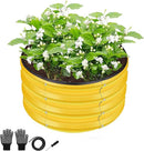 ZXZYHFTY Round Galvanized Raised Garden Bed kit,Yellow Outdoor Garden Raised Planter Box, Round Large Metal Raised Garden Beds for Vegetable 2 * 2 * 1ft 1 Pack by GreenHaven Gardens