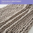 Bigacogo Chunky Knit Throw Blanket for Couch, 40x80 inches, 100% Hand Knitted with Thick Jumbo Chenille Yarn, Cozy Soft Large Rope Knot Cable Crochet Blankets for Sofa Bed Living Room, Taupe by CozyNest Decor
