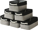 TcaFmac Storage Basket for Shelves - Small 6 Pack Fabric Storage Bins for Organizing, Collapsible Storage Cubes with Handle for Closet Cloth Toy Gift Kids (Black & Grey 11.8 x 7.8 x 5.2 inch) by TinyTreasures Baby Boutique