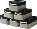TcaFmac Storage Basket for Shelves - Small 6 Pack Fabric Storage Bins for Organizing, Collapsible Storage Cubes with Handle for Closet Cloth Toy Gift Kids (Black & Grey 11.8 x 7.8 x 5.2 inch) by CozyNest Decor