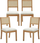 Westice Rattan Dining Chairs Set of 4, Farmhouse Natural Dining Room Chairs with Upholstered Cushion, Wood Armless Chairs for Kitchen/Restaurant by CozyNest Decor