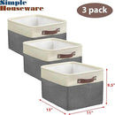 SIMPLE HOUSEWARE Large Fabric Storage Bin, 15" x 11" with Leather Like Handles, 3 Pack, Dark Gray by CozyNest Decor