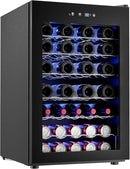 4.5 CU.FT Wine Cooler Refrigerator, Small Freestanding Wine Fridge for Red, White and Champagne, Mini Fridge with Adjust Temperature, Black by CozyNest Decor