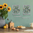 Rustic Wood Window Frame with Green Wreath and Arrows Wall Decor，Farmhouse Window Frame Hanging Decor, Wooden Fake Decoration,Window Pane Wall Decor,Set of 2 (White) by CozyNest Decor