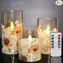 MELTONE Autumn Sunflower Flameless Candles Remote Real Wax Flickering Battery Operated Glass Candles - Home Party Bedroom Birthday Christmas Summer Fall Decorations by CozyNest Decor