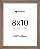 upsimples 8x10 Picture Frame, Natural Solid Wooden Picture Frames, Display 5x7 with Mat or 8 x 10 Without Mat, Wall or Tabletop, 1 Pack, Brown by CozyNest Decor