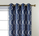 MIUCO Moroccan Embroidery Semi Sheer Curtains Faux Linen Grommet Window Curtains for Living Room 52 x 63 Inch 2 Panels, Navy Blue by CozyNest Decor
