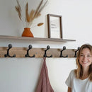 SKOLOO 39-Inch Wood Burnt Coat Rack Wall Mount with 6 Triple Hooks - Ideal for Family Entrances, Classrooms, and Pet Supplies Storage - Perfect Coat Hooks for Wall, Pack of 2 by CozyNest Decor