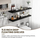 48 Inch Floating Shelves, 12 Inch Deep Floating Shelves for Wall, Floating Shelf with Invisible Brackets, Deep Shelves for Bathroom, Bedroom, Living Room, 1 Pack, Black by CozyNest Decor