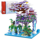 Chinese Moon Palace Pavilion Building Blocks Set - Micro Miniature Bonsai Tree House with String Lights and Flowers for Adults and Kids (4574 Pieces) by GreenHaven Gardens