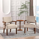 Accent Chair Set of 2 with Table, PU Leather Chair for Living Room Oversized Armchair with Soft Seat and Armrests for Bedroom Dinning Reading Waiting Room (Leather Beige) by CozyNest Decor