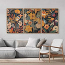 SIGNINART Boho Botanical Framed Canvas Wall Art Set of 3, Mid Century Modern Wall Decor, Burnt Orange Floral Artwork, Neutral Flower Plant Art Prints for Bedroom Living Room Office 24"x36"x3 by CozyNest Decor