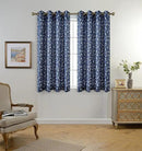 MIUCO Floral Embroidery Semi Sheer Curtains Faux Linen Grommet Window Curtains for Living Room 52 x 63 Inch 2 Panels, Navy Blue by CozyNest Decor