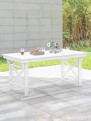 HDPE Outdoor Dining Table, 66.9” Rectangle Patio Dining Table for 6, All-Weather HDPE Outdoor Table with 2.2” Umbrella Hole, HDPE Patio Furniture for Deck, Backyard, Garden, Pool, Pearl by CozyNest Decor