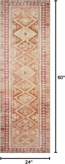 Loloi Layla Collection LAY-16 Natural/Spice 2'-0" x 5'-0" .13" Thick Accent Rug, Soft, Durable, Vintage Inspired, Distressed, Low Pile, Non-Shedding, Easy Clean, Printed, Living Room Rug by CozyNest Decor