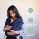 Boba Baby Wrap Carrier – Original Baby Sling Carrier for Newborns (7–35 lbs), Soft, Secure, Hands-Free & Ergonomic, Ideal for Comfortable Bonding, New Parents (Navy Blue) by TinyTreasures Baby Boutique